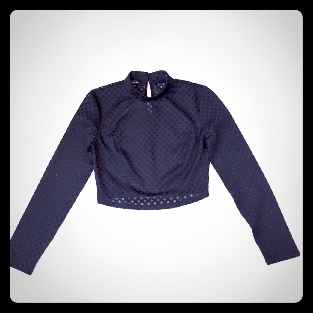 BeBe Long sleeve black crop top